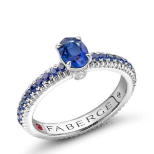 faberge white gold blue sapphire ring with blue sapphire