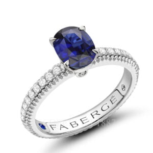 faberge white gold blue sapphire ring with diamond 1645
