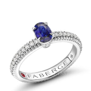 faberge white gold blue sapphire ring with diamond 2745