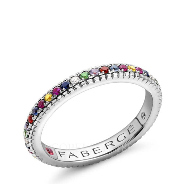faberge white gold multicoloured gemstone ring