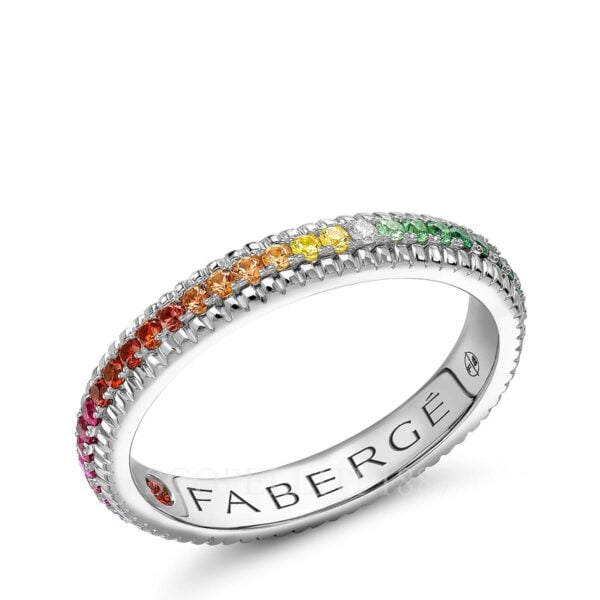 faberge white gold rainbow gemstone eternity ring