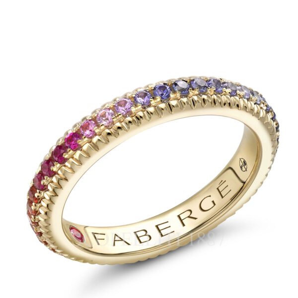 faberge engagemnet ring yellow gold rubies diamonds