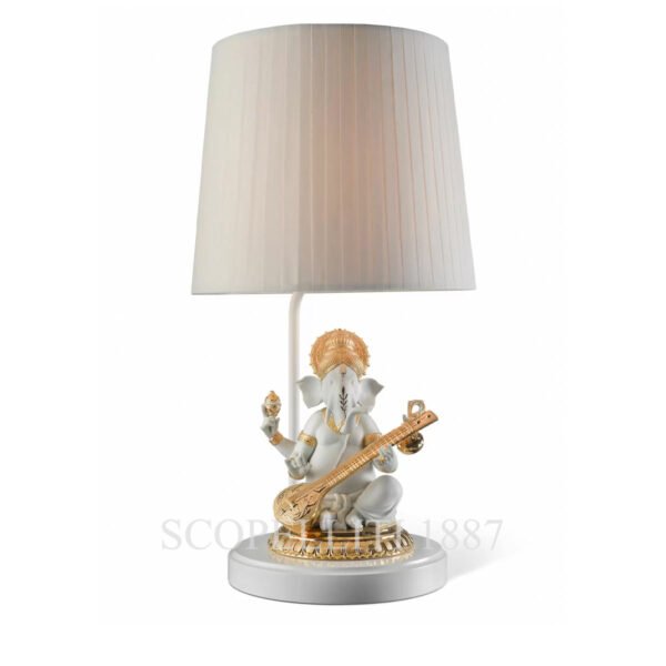 lladro veena ganesha table lamp golden luster