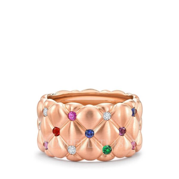 faberge 18k rose gold multicoloured wide ring treillage