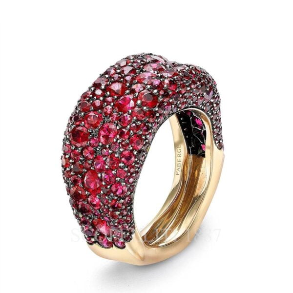 faberge 18k yellow gold ruby thin ring emotion