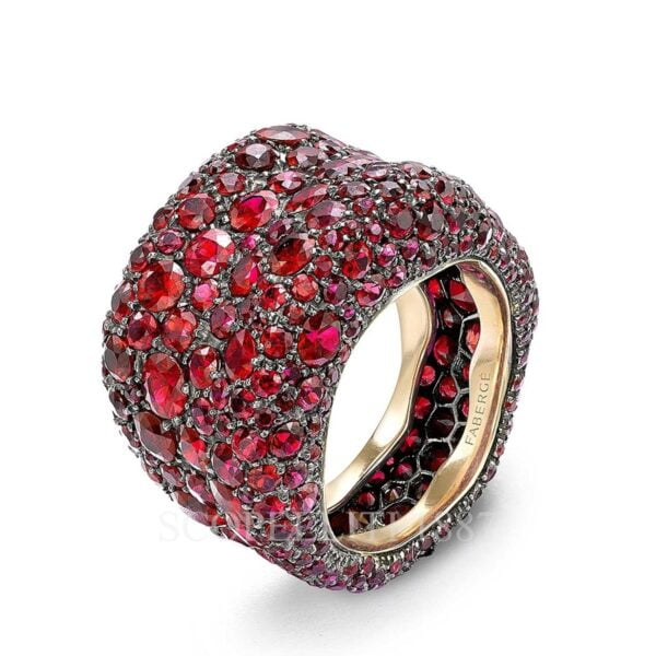 faberge 18k yellow gold ruby wide ring emotion