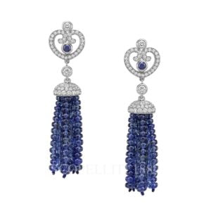 faberge 18kt white gold blue sapphire tassel earrings imperial