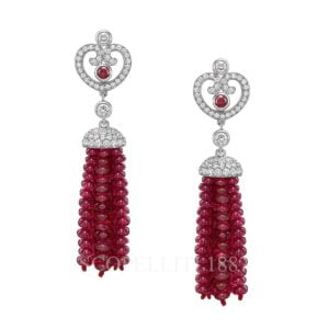 faberge 18kt white gold ruby tassel earrings imperial