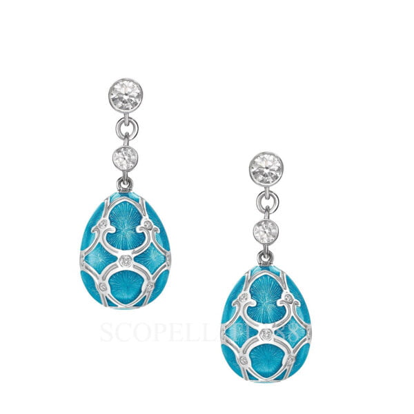 faberge 18kt white gold teal egg drop earrings heritage