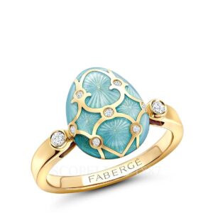 faberge 18kt yellow gold turquoise egg ring heritage