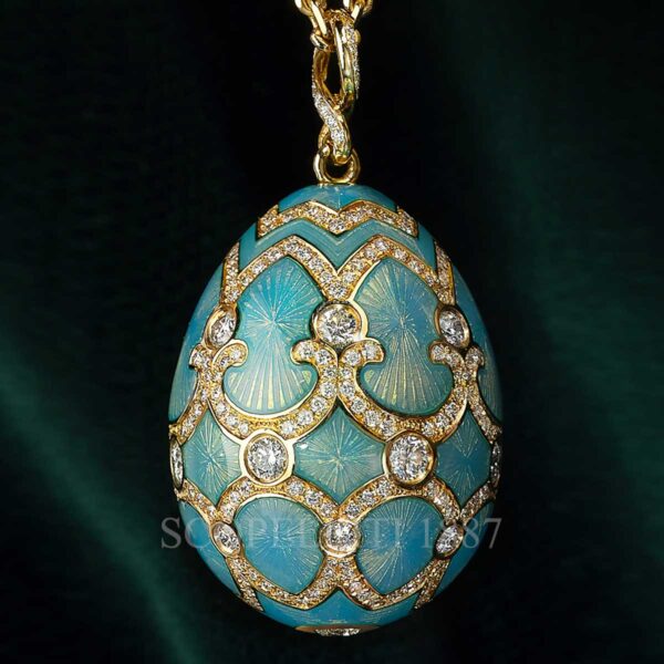 faberge egg pendant light blue large heritage collection