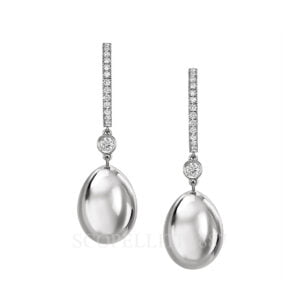 faberge essence white gold diamond set egg drop earrings