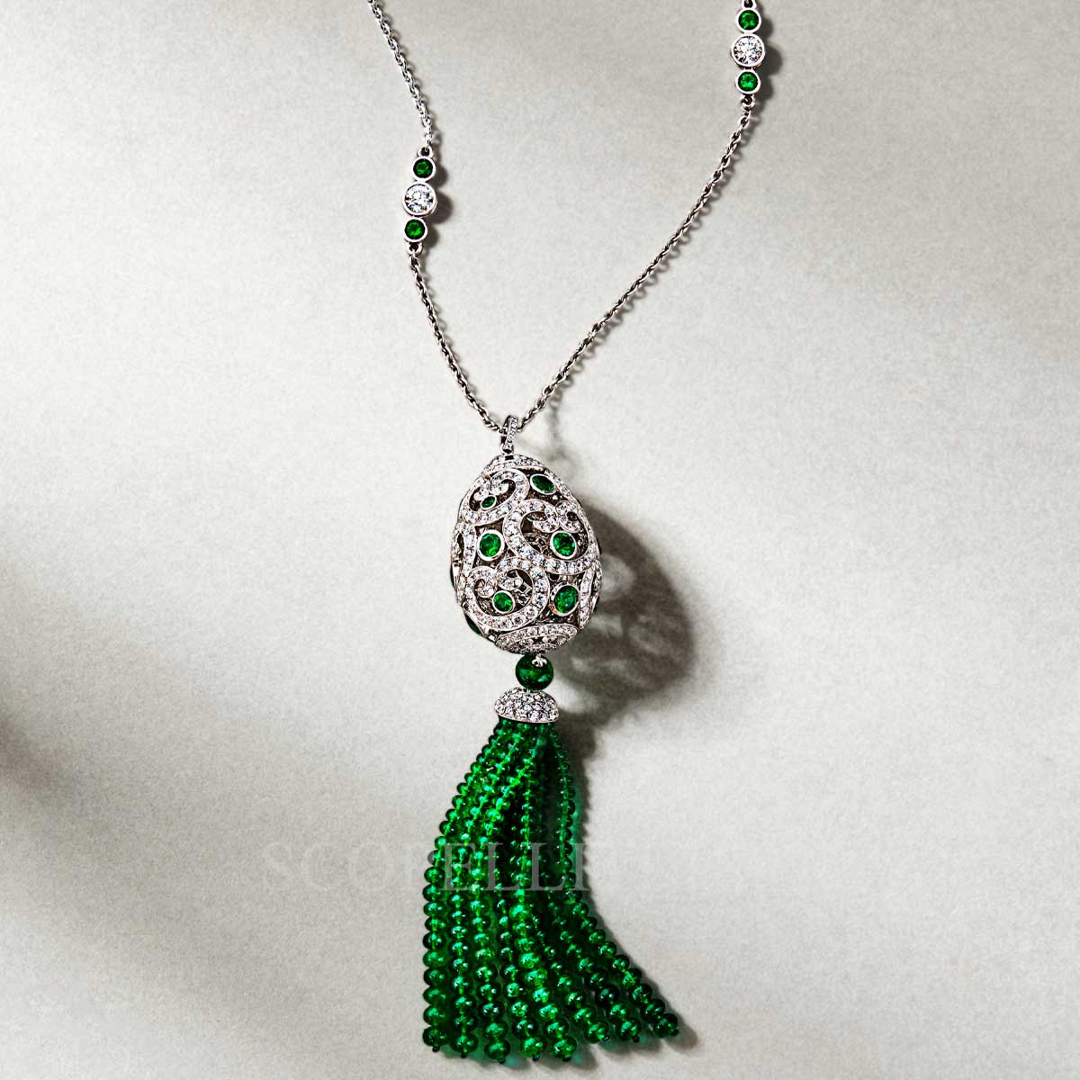 faberge imperial green pendant with emeralds tassel