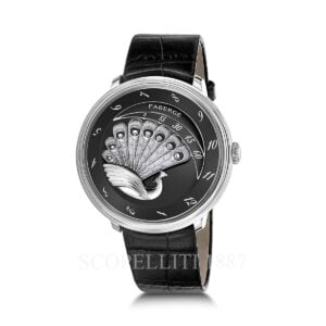 feberge compliquee peacock 18k white gold black watch