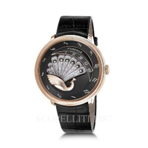 feberge compliquee peacock 18kt rose gold black watch