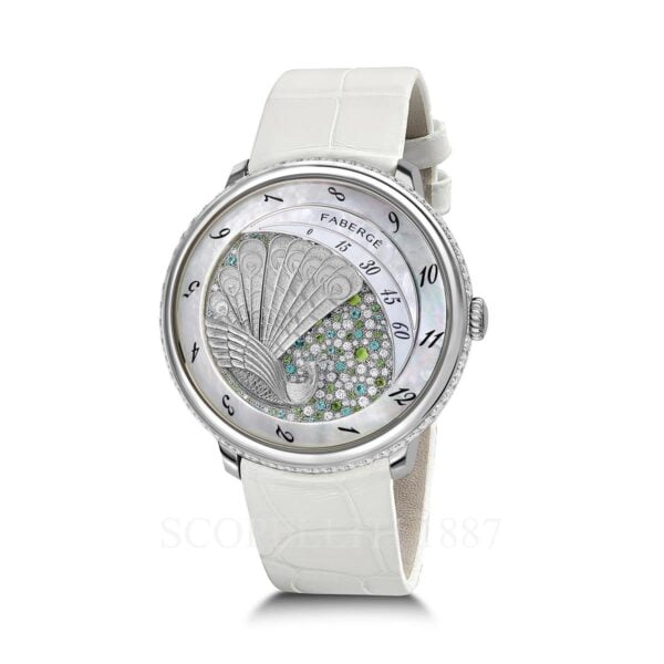 feberge compliquee peacock platinum white watch
