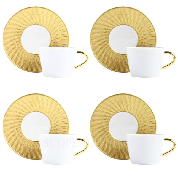 bernardaud twist gold set four espresso cups saucers
