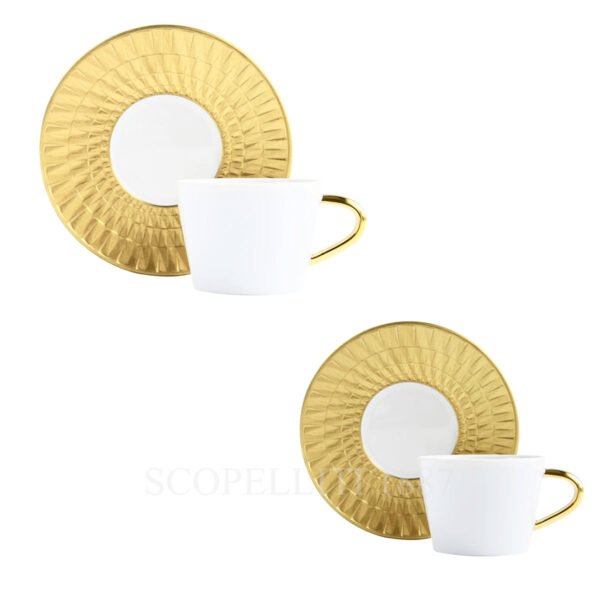 bernardaud twist gold set two espresso cups saucers