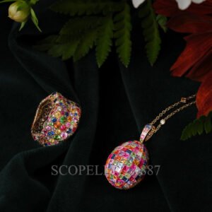 faberge emotion multicoloured ring and imperial mosaic egg pendant