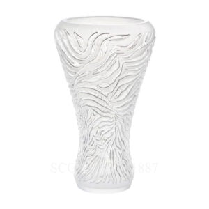 lalique vase zebre clear crystal satin finish relief