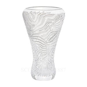 lalique vase zebre clear crystal shiny finish relief