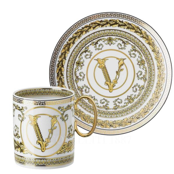 versace virtus gala white mug and plate